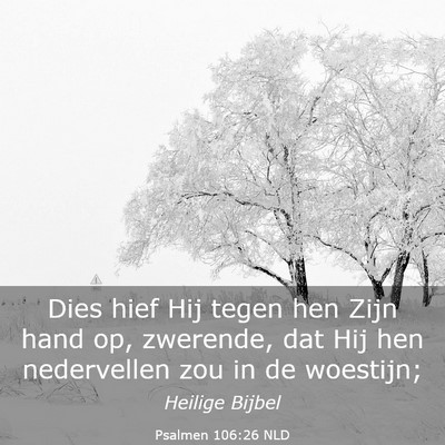 Picture 03 - Psalmen 106:26 NLD - Dies hief Hij tegen hen Zijn hand op, zwerende, - Bible Verse Picture