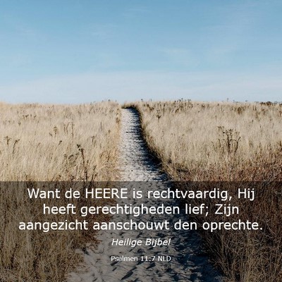 Picture 03 - Psalmen 11:7 NLD - Want de HEERE is rechtvaardig, Hij heeft - Bible Verse Picture