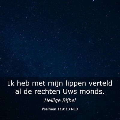 Picture 03 - Psalmen 119:13 NLD - Ik heb met mijn lippen verteld al de rechten Uws - Bible Verse Picture