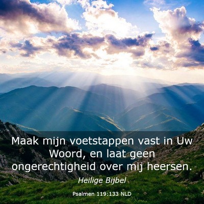 Picture 03 - Psalmen 119:133 NLD - Maak mijn voetstappen vast in Uw Woord, en laat - Bible Verse Picture