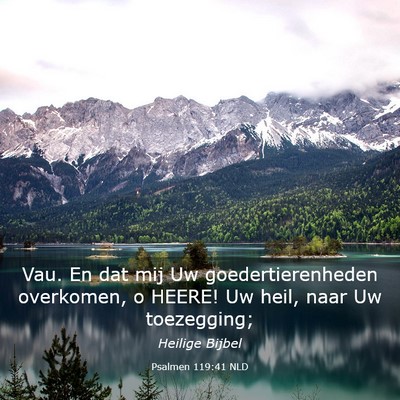 Picture 03 - Psalmen 119:41 NLD - Vau. En dat mij Uw goedertierenheden overkomen, o - Bible Verse Picture