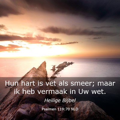 Picture 03 - Psalmen 119:70 NLD - Hun hart is vet als smeer; maar ik heb vermaak in - Bible Verse Picture