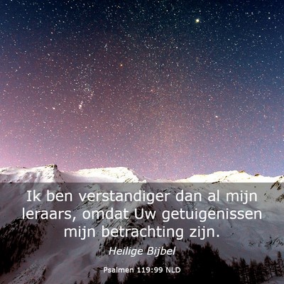 Picture 03 - Psalmen 119:99 NLD - Ik ben verstandiger dan al mijn leraars, omdat Uw - Bible Verse Picture