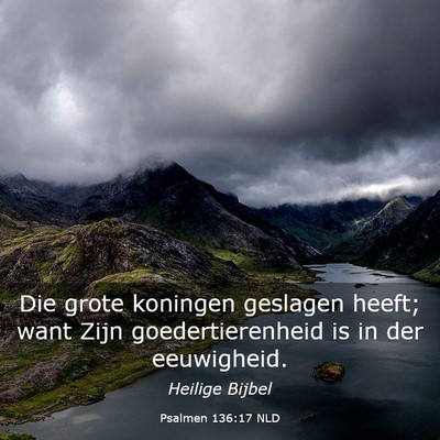 Picture 03 - Psalmen 136:17 NLD - Die grote koningen geslagen heeft; want Zijn - Bible Verse Picture