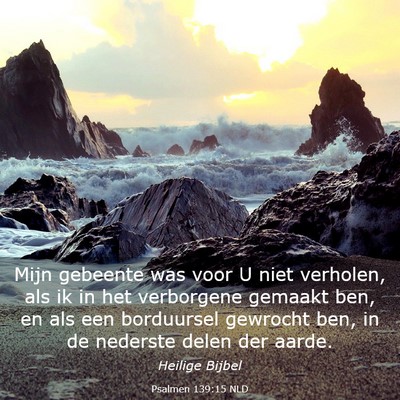 Picture 03 - Psalmen 139:15 NLD - Mijn gebeente was voor U niet verholen, als ik in - Bible Verse Picture