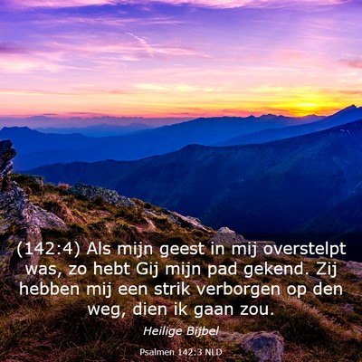 Picture 03 - Psalmen 142:3 NLD - (142:4) Als mijn geest in mij overstelpt was, zo - Bible Verse Picture
