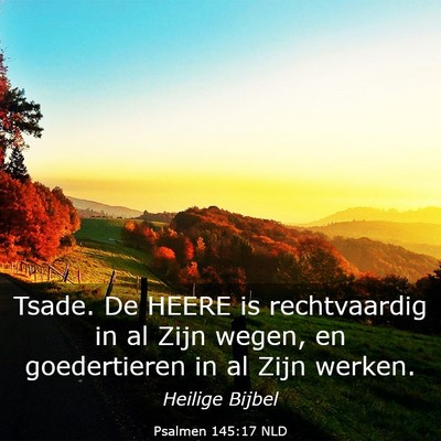 Picture 03 - Psalmen 145:17 NLD - Tsade. De HEERE is rechtvaardig in al Zijn wegen, - Bible Verse Picture