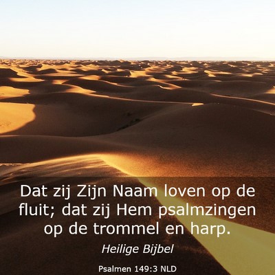 Picture 03 - Psalmen 149:3 NLD - Dat zij Zijn Naam loven op de fluit; dat zij Hem - Bible Verse Picture