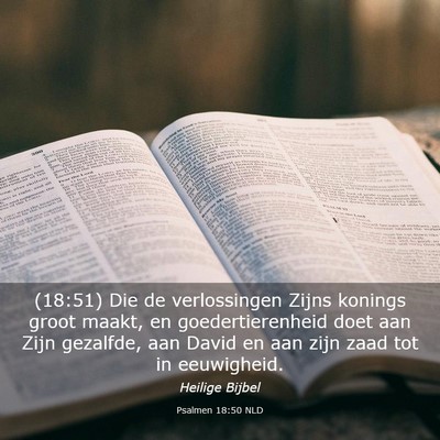 Picture 03 - Psalmen 18:50 NLD - (18:51) Die de verlossingen Zijns konings groot - Bible Verse Picture