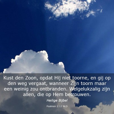Picture 03 - Psalmen 2:12 NLD - Kust den Zoon, opdat Hij niet toorne, en gij op - Bible Verse Picture