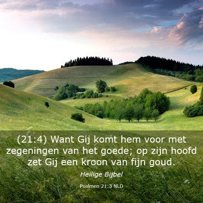 Picture 03 - Psalmen 21:3 NLD - (21:4) Want Gij komt hem voor met zegeningen van - Bible Verse Picture