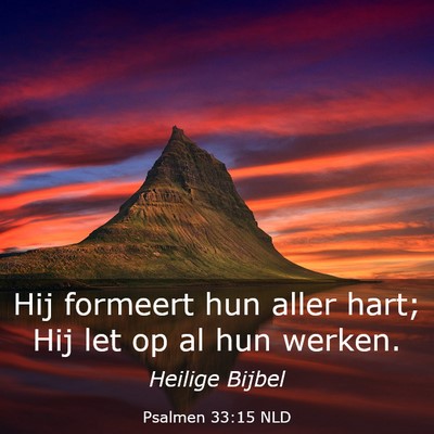 Picture 03 - Psalmen 33:15 NLD - Hij formeert hun aller hart; Hij let op al hun - Bible Verse Picture