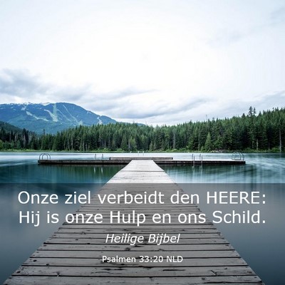 Picture 03 - Psalmen 33:20 NLD - Onze ziel verbeidt den HEERE: Hij is onze Hulp en - Bible Verse Picture
