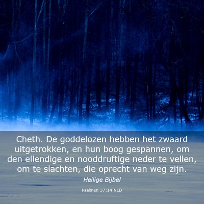 Picture 03 - Psalmen 37:14 NLD - Cheth. De goddelozen hebben het zwaard - Bible Verse Picture