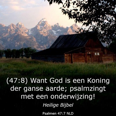Picture 03 - Psalmen 47:7 NLD - (47:8) Want God is een Koning der ganse aarde; - Bible Verse Picture