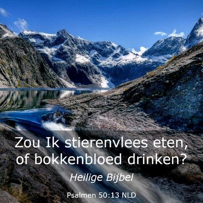 Picture 03 - Psalmen 50:13 NLD - Zou Ik stierenvlees eten, of bokkenbloed - Bible Verse Picture