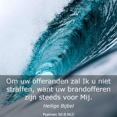 Picture 03 - Psalmen 50:8 NLD - Om uw offeranden zal Ik u niet straffen, want uw - Bible Verse Picture