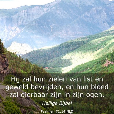 Picture 03 - Psalmen 72:14 NLD - Hij zal hun zielen van list en geweld bevrijden, - Bible Verse Picture