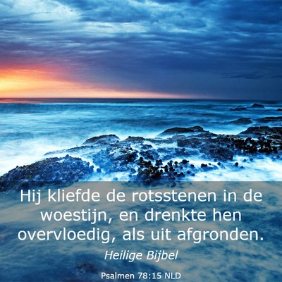 Picture 03 - Psalmen 78:15 NLD - Hij kliefde de rotsstenen in de woestijn, en - Bible Verse Picture