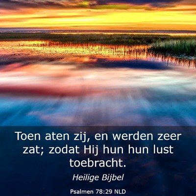Picture 03 - Psalmen 78:29 NLD - Toen aten zij, en werden zeer zat; zodat Hij hun - Bible Verse Picture