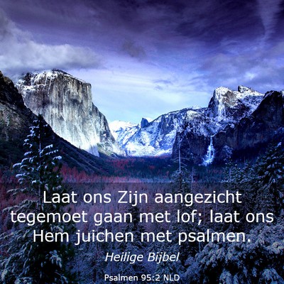 Picture 03 - Psalmen 95:2 NLD - Laat ons Zijn aangezicht tegemoet gaan met lof; - Bible Verse Picture