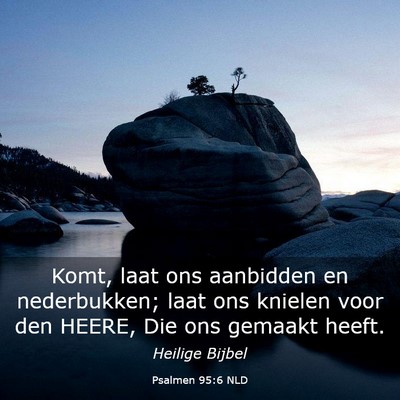Picture 03 - Psalmen 95:6 NLD - Komt, laat ons aanbidden en nederbukken; laat ons - Bible Verse Picture