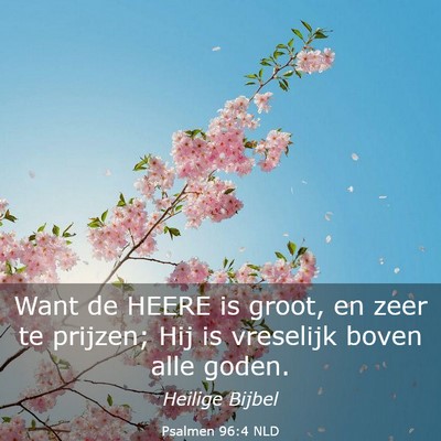 Picture 03 - Psalmen 96:4 NLD - Want de HEERE is groot, en zeer te prijzen; Hij - Bible Verse Picture