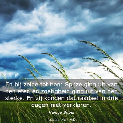 Picture 03 - Richtere 14:14 NLD - En hij zeide tot hen: Spijze ging uit van den - Bible Verse Picture