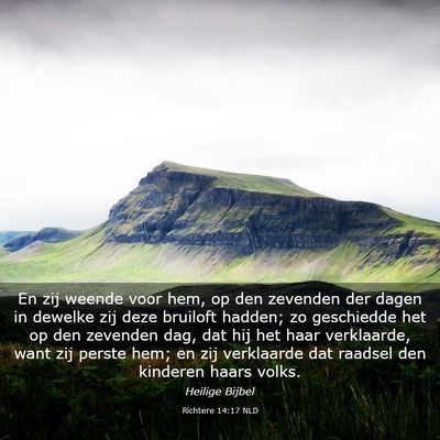 Picture 03 - Richtere 14:17 NLD - En zij weende voor hem, op den zevenden der dagen - Bible Verse Picture
