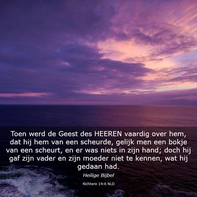 Picture 03 - Richtere 14:6 NLD - Toen werd de Geest des HEEREN vaardig over hem, - Bible Verse Picture