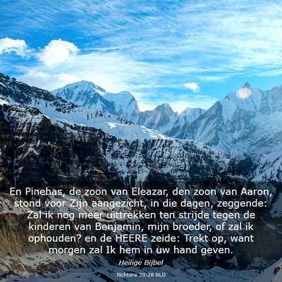 Picture 03 - Richtere 20:28 NLD - En Pinehas, de zoon van Eleazar, den zoon van - Bible Verse Picture