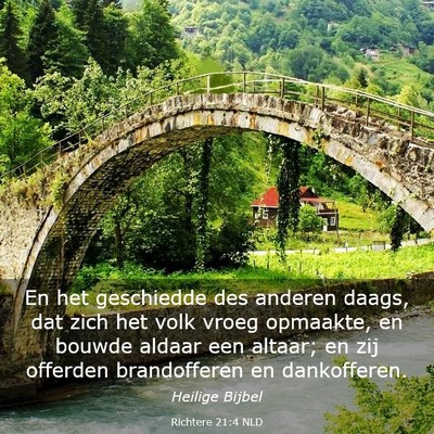 Picture 03 - Richtere 21:4 NLD - En het geschiedde des anderen daags, dat zich het - Bible Verse Picture