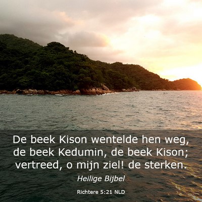 Picture 03 - Richtere 5:21 NLD - De beek Kison wentelde hen weg, de beek Kedumin, - Bible Verse Picture