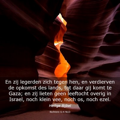 Picture 03 - Richtere 6:4 NLD - En zij legerden zich tegen hen, en verdierven de - Bible Verse Picture