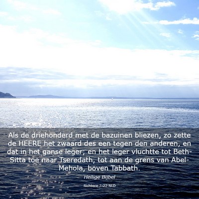 Picture 03 - Richtere 7:22 NLD - Als de driehonderd met de bazuinen bliezen, zo - Bible Verse Picture