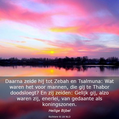 Picture 03 - Richtere 8:18 NLD - Daarna zeide hij tot Zebah en Tsalmuna: Wat waren - Bible Verse Picture