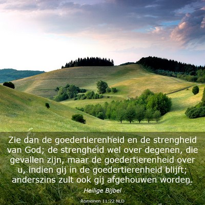 Picture 03 - Romeinen 11:22 NLD - Zie dan de goedertierenheid en de strengheid van - Bible Verse Picture