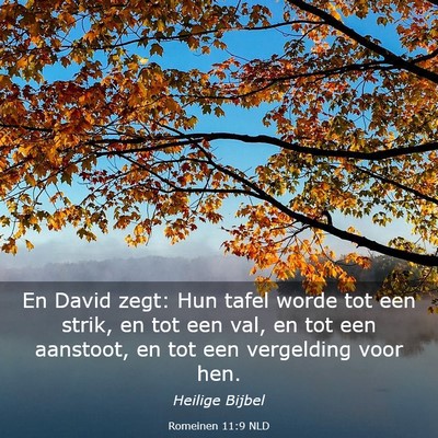 Picture 03 - Romeinen 11:9 NLD - En David zegt: Hun tafel worde tot een strik, en - Bible Verse Picture