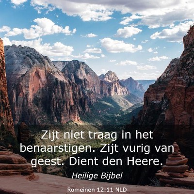 Picture 03 - Romeinen 12:11 NLD - Zijt niet traag in het benaarstigen. Zijt vurig - Bible Verse Picture