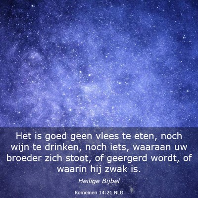 Picture 03 - Romeinen 14:21 NLD - Het is goed geen vlees te eten, noch wijn te - Bible Verse Picture