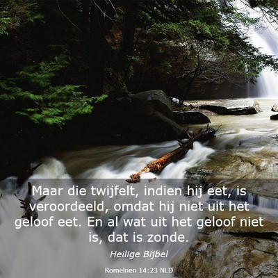 Picture 03 - Romeinen 14:23 NLD - Maar die twijfelt, indien hij eet, is - Bible Verse Picture
