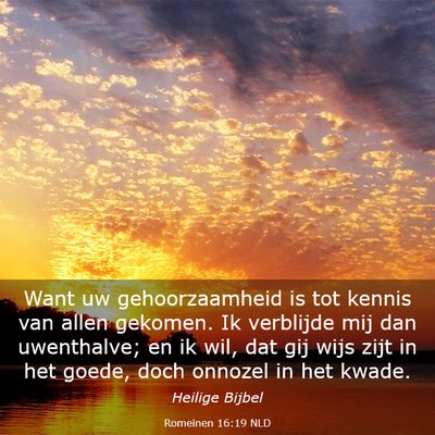 Picture 03 - Romeinen 16:19 NLD - Want uw gehoorzaamheid is tot kennis van allen - Bible Verse Picture