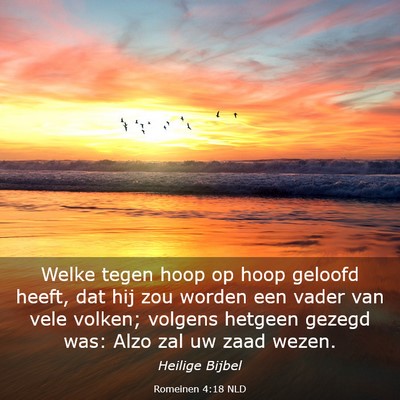 Picture 03 - Romeinen 4:18 NLD - Welke tegen hoop op hoop geloofd heeft, dat hij - Bible Verse Picture