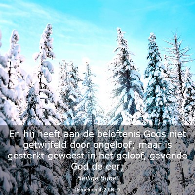 Picture 03 - Romeinen 4:20 NLD - En hij heeft aan de beloftenis Gods niet - Bible Verse Picture