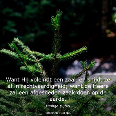Picture 03 - Romeinen 9:28 NLD - Want Hij voleindt een zaak en snijdt ze af in - Bible Verse Picture
