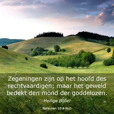 Picture 03 - Spreuken 10:6 NLD - Zegeningen zijn op het hoofd des rechtvaardigen; - Bible Verse Picture