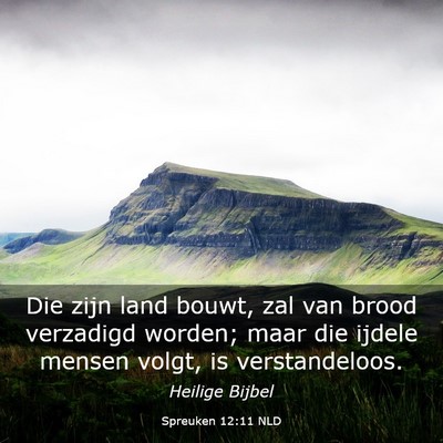 Picture 03 - Spreuken 12:11 NLD - Die zijn land bouwt, zal van brood verzadigd - Bible Verse Picture