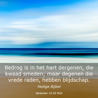 Picture 03 - Spreuken 12:20 NLD - Bedrog is in het hart dergenen, die kwaad smeden; - Bible Verse Picture