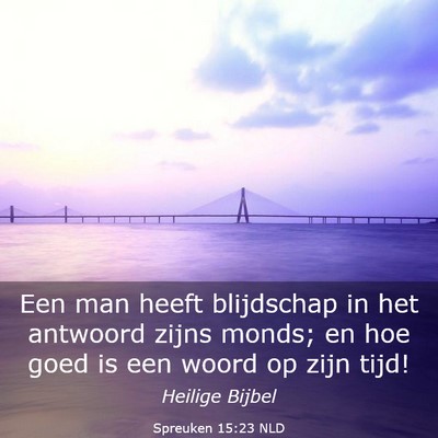 Picture 03 - Spreuken 15:23 NLD - Een man heeft blijdschap in het antwoord zijns - Bible Verse Picture
