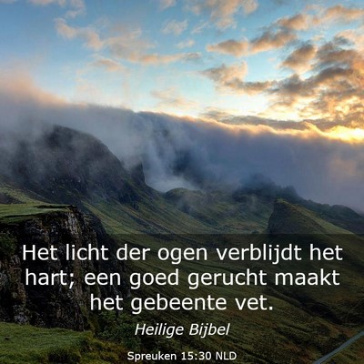 Picture 03 - Spreuken 15:30 NLD - Het licht der ogen verblijdt het hart; een goed - Bible Verse Picture